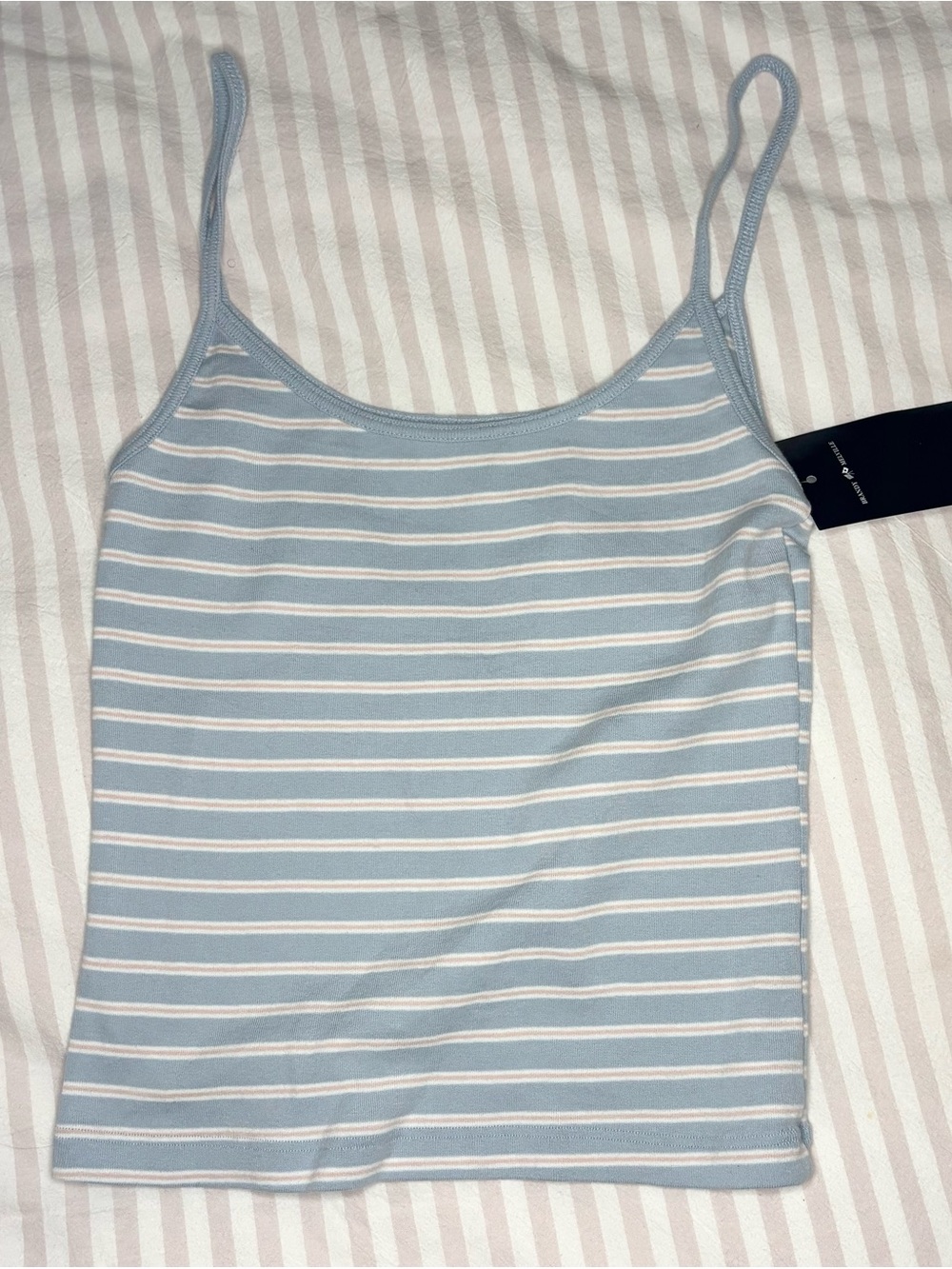 Brandy Melville Light Blue and White Striped Spaghetti Tank
